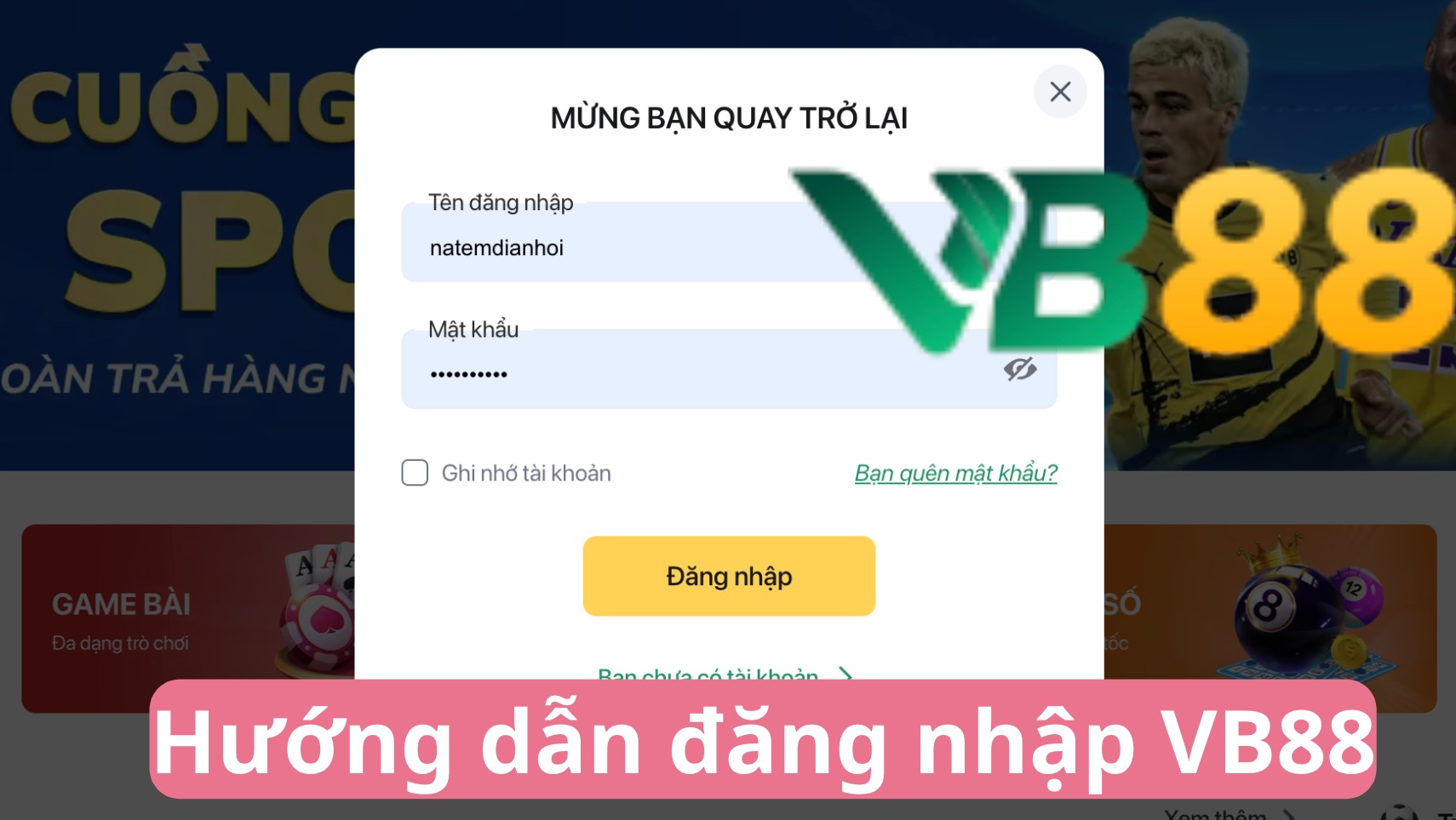 Hướng dẫn các bước đăng nhập VB88 chi tiết