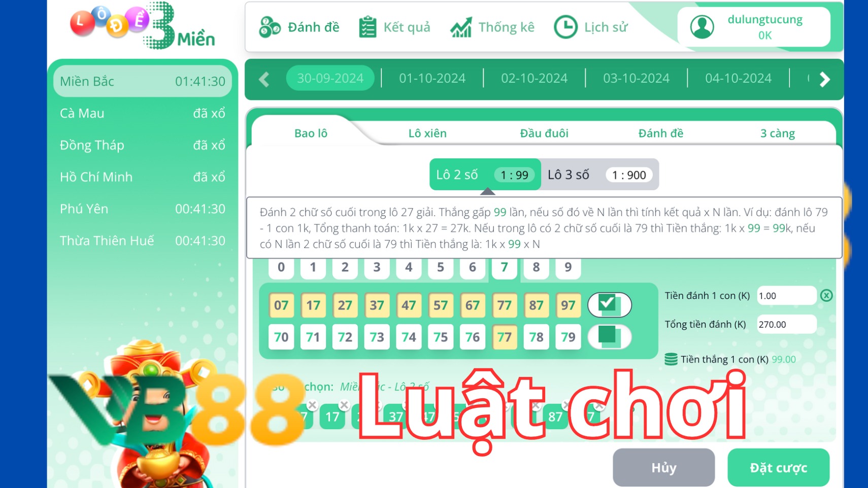Luật chơi và cách tham gia chơi lô đề VB88 Luật chơi và cách tham gia chơi lô đề VB88